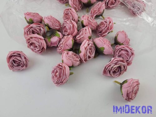 Rózsa szárazhatású selyem fej 4,5cm - Rózsaszín