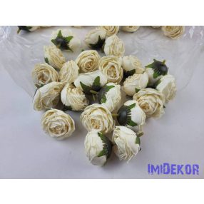 Rózsa szárazhatású selyem fej 4,5cm - Sötét Krém