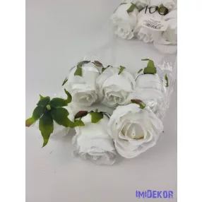 Bimbós rózsa selyem fej 6 cm - Fehér