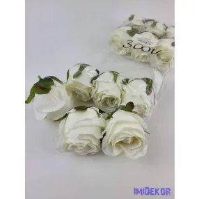 Bimbós rózsa selyem fej 6 cm - Krém