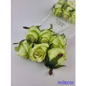 Bimbós rózsa selyem fej 6 cm - Zöld