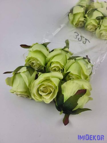 Bimbós rózsa selyem fej 6 cm - Zöld