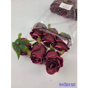 Bimbós rózsa selyem fej 6 cm - Bordó