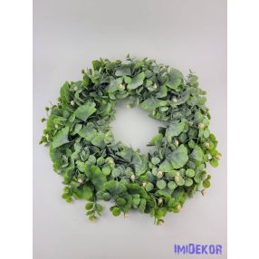 Ginko legyező hamvas műzöld koszorú 47cm