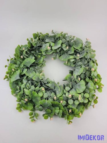 Ginko legyező hamvas műzöld koszorú 47cm