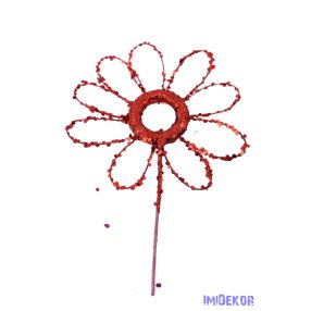 Csillámos virág pick - Piros