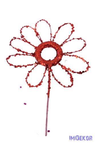 Csillámos virág pick - Piros