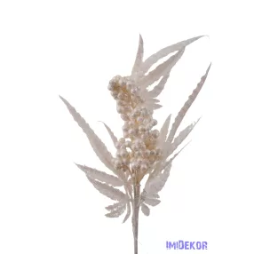 Fehér bogyós műzöld ág 33cm - Fehér