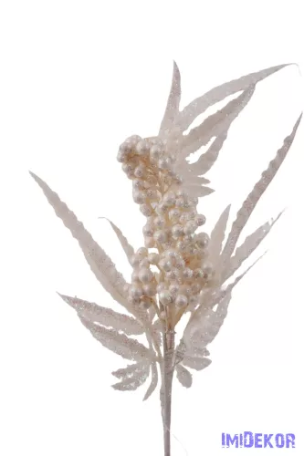 Fehér bogyós műzöld ág 33cm - Fehér