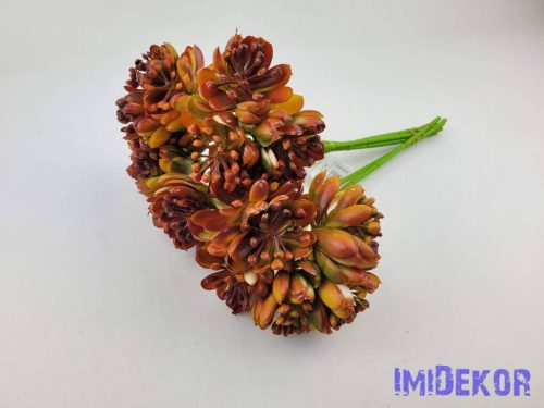 Kövirózsás 6 szálas dekor köteg 28 cm - Narancs