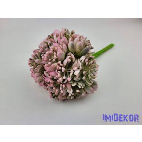 Kövirózsás 6 szálas dekor köteg 28 cm - Rózsaszín