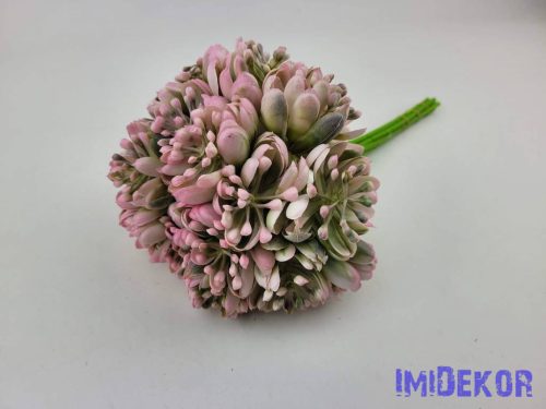Kövirózsás 6 szálas dekor köteg 28 cm - Rózsaszín
