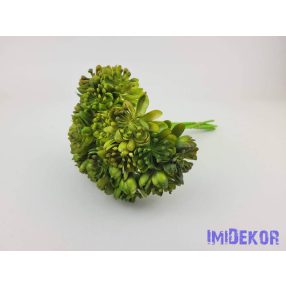 Kövirózsás 6 szálas dekor köteg 28 cm - Sötétzöld