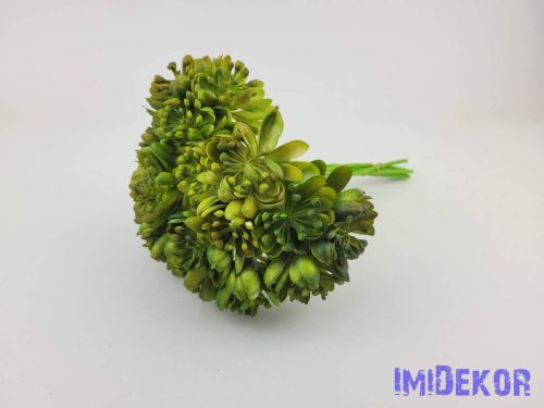 Kövirózsás 6 szálas dekor köteg 28 cm - Sötétzöld