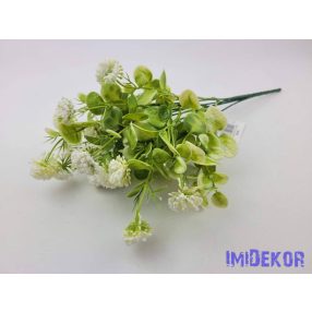 Fehér porzós 5 ágú műzöld bokor 36 cm