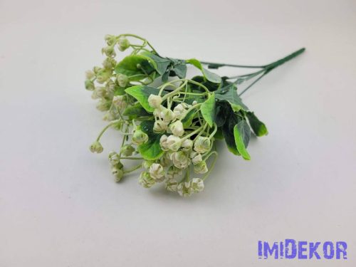 Gumós 5 ágú műzöld csokor 28 cm - Fehér