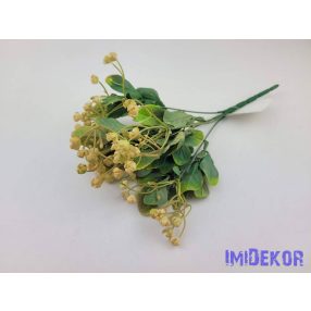 Gumós 5 ágú műzöld csokor 28 cm - Sárga