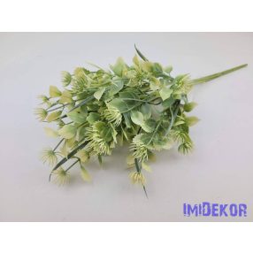 Vegyes levelű 5 ágú műzöld bokor 40 cm - Fehér