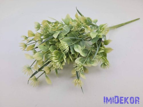 Vegyes levelű 5 ágú műzöld bokor 40 cm - Fehér