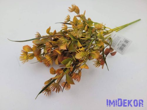 Vegyes levelű 5 ágú műzöld bokor 40 cm - Narancs