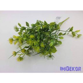 Vegyes levelű 5 ágú műzöld bokor 40 cm - Sárga