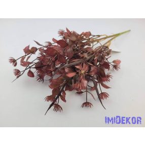 Vegyes levelű 5 ágú műzöld bokor 40 cm - Bordó