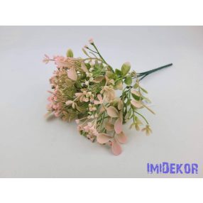 Bogyós 5 ágú műzöld csokor 29 cm - Rózsaszín