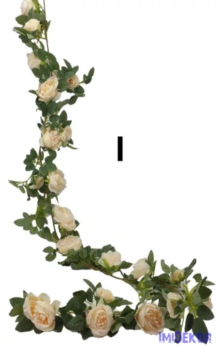 Virágos leveles girland 180cm - Barack