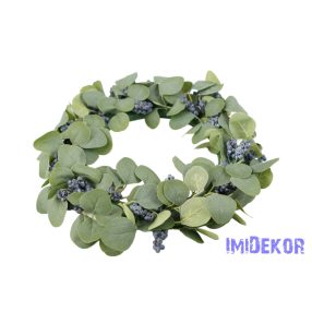 Hamvas levelű bogyós koszorú 40 cm