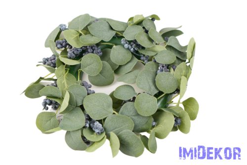 Hamvas levelű bogyós koszorú 32 cm