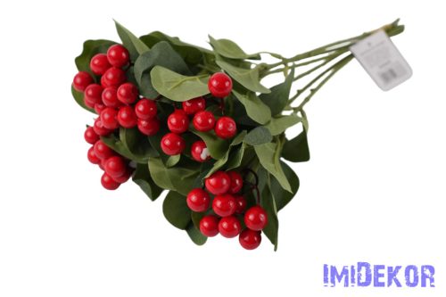 Bogyós 6 szálas kötegelt csokor 35cm - Piros