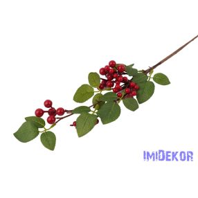 Piros bogyós leveles ág 52 cm
