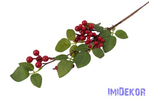 Piros bogyós leveles ág 52 cm