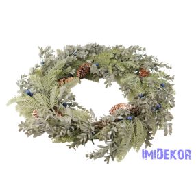 Kék bogyós-tobozos vegyes zöld alap 55cm