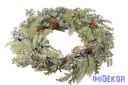 Kék bogyós-tobozos vegyes zöld alap 55cm