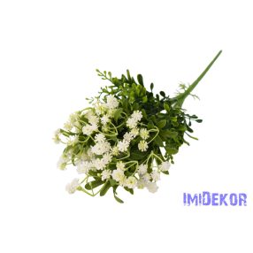 Rezgős 6 ágú műzöld bokor 36cm - Fehér