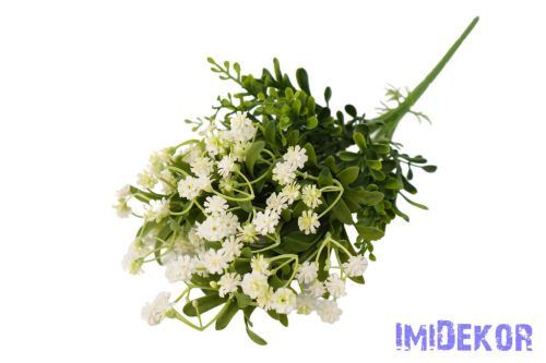 Rezgős 6 ágú műzöld bokor 36cm - Fehér