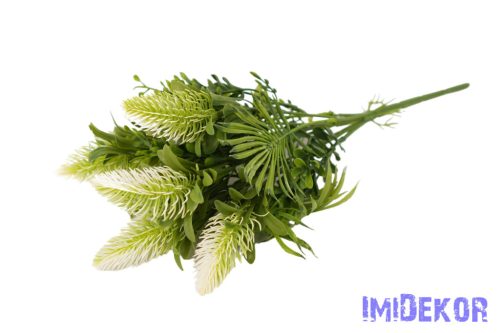 Bogáncsos műzöld bokor 38cm - Fehér