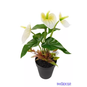Cserepes gumi flamingó 30cm - Fehér-Zöldes