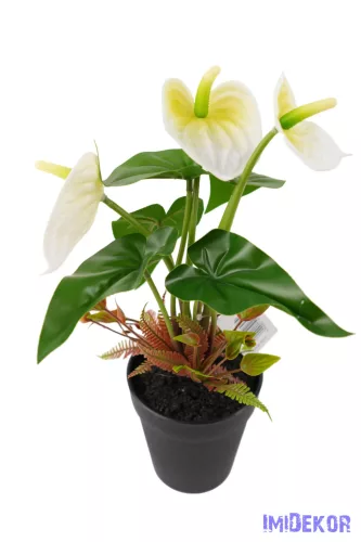 Cserepes gumi flamingó 30cm - Fehér-Zöldes