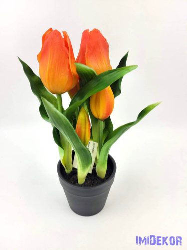 Cserepes gumi tulipán 2+3 fejes 24 cm - Narancs