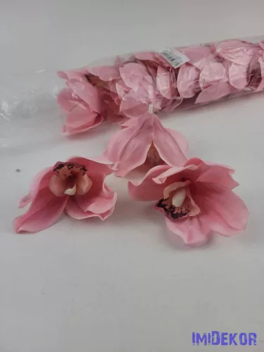 Cymbidium orchidea selyem fej D10 cm - Barackos Rózsaszín