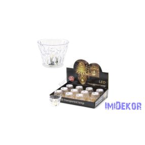 Poharas LED mécses meleg fényű 6,7x5cm - Kristály