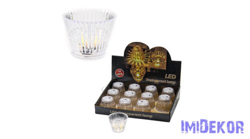 Poharas LED mécses meleg fényű 6,7x5cm - Csíkos