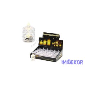 LED gyertya melegfényű 4x6,5cm - Pikkelyes