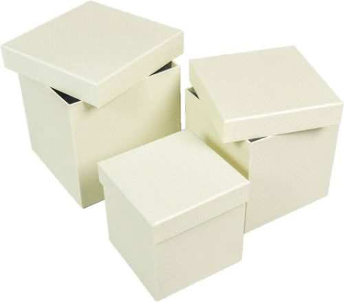 Papír doboz kocka box 12 cm - Vanília Pöttyös