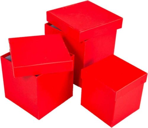 Papír doboz kocka box 12 cm - Piros