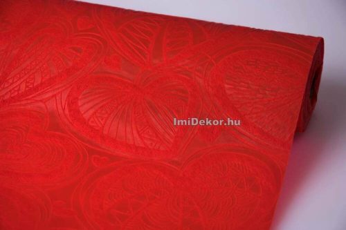 3D Szívlevél mintás Vetex csomagoló dekoranyag 50cm x 4,5m - Piros