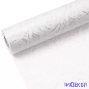Rózsafejmintás 3D vetex 50cm x 4.5m - Fehér