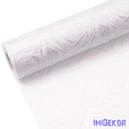 Rózsafejmintás 3D vetex 50cm x 4.5m - Fehér